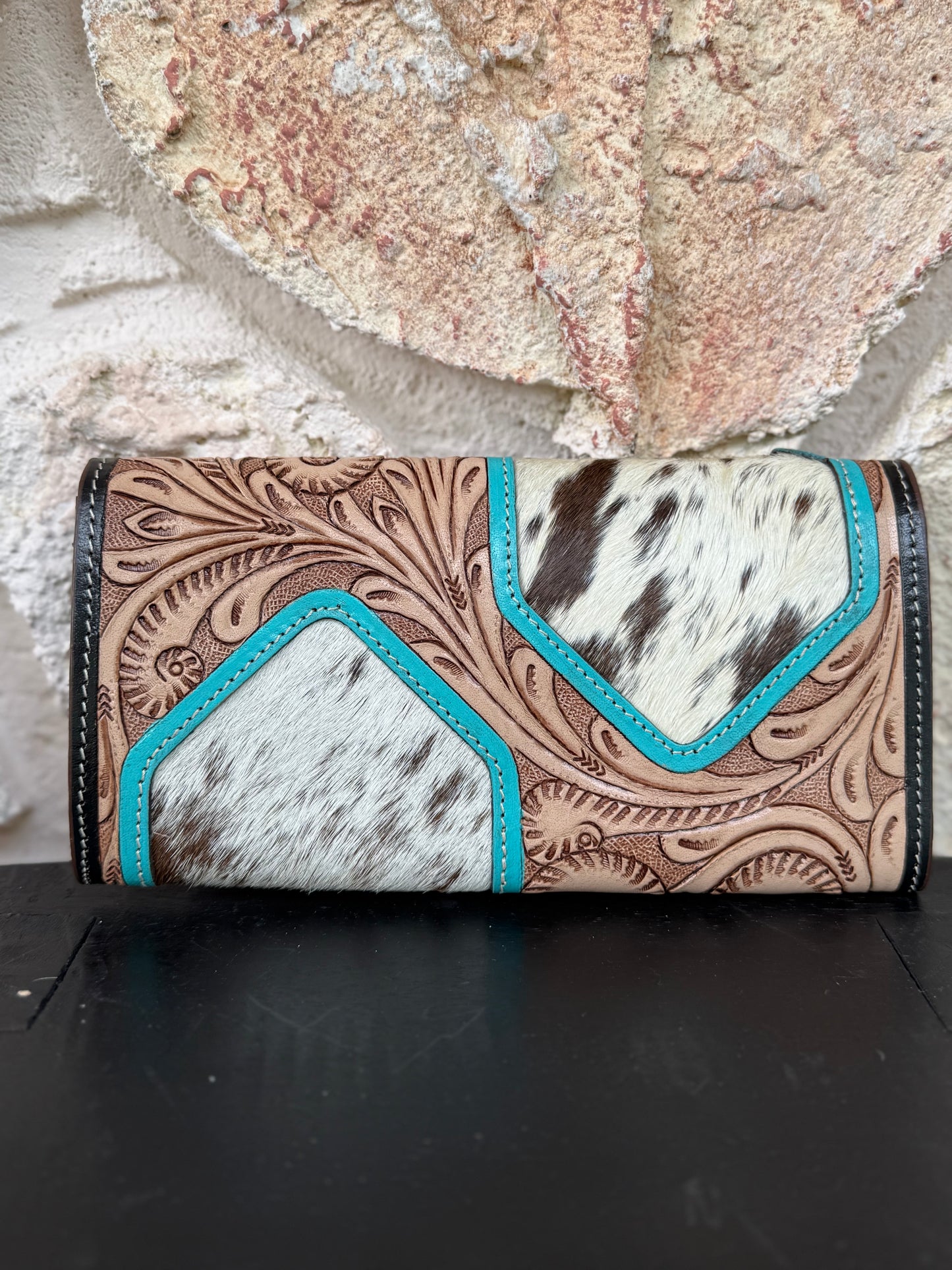 Two Step - Blue Mesa : Tooled Leather and Cowhide Wallet