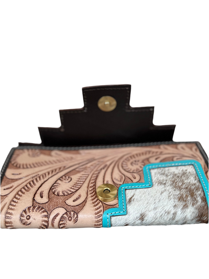 Two Step - Blue Mesa : Tooled Leather and Cowhide Wallet
