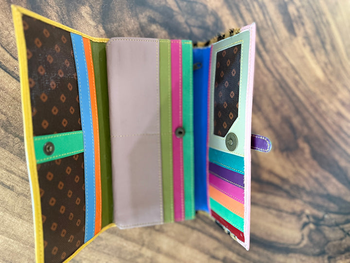 Palm Beach Rodeo ‘After Dark’ : Hide with Cheetah Painted Design and Colorful Recycled Leather Wallets