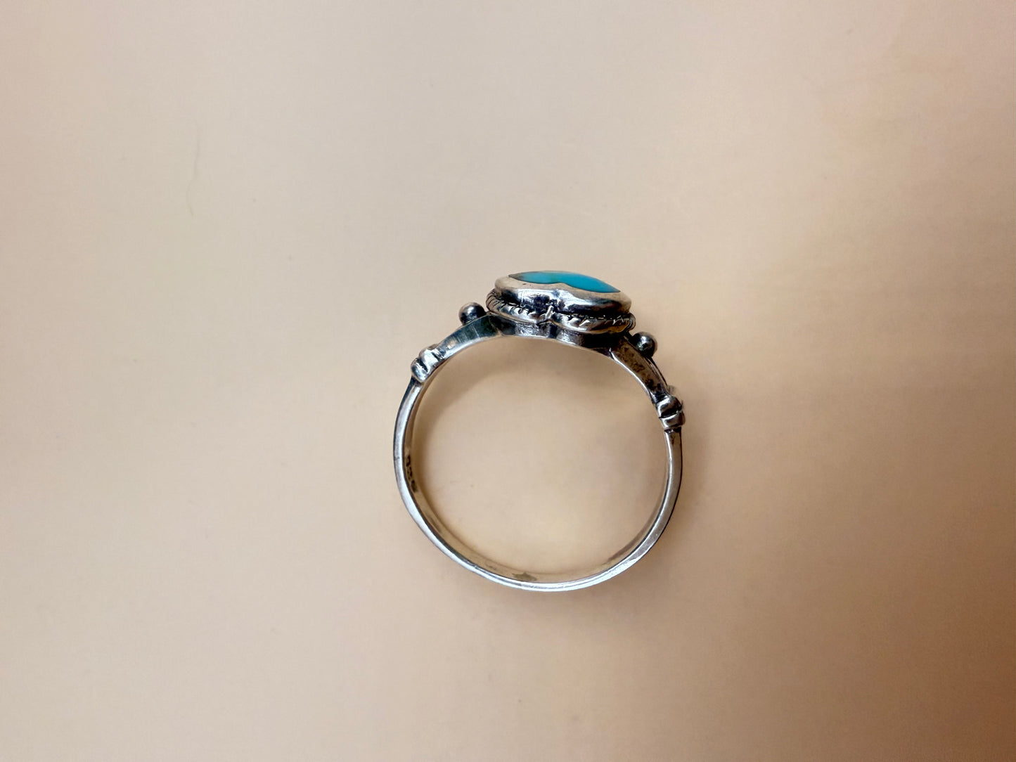 Handpicked Estate Find- 925 & Turquoise Heart Ring - sz 6.5
