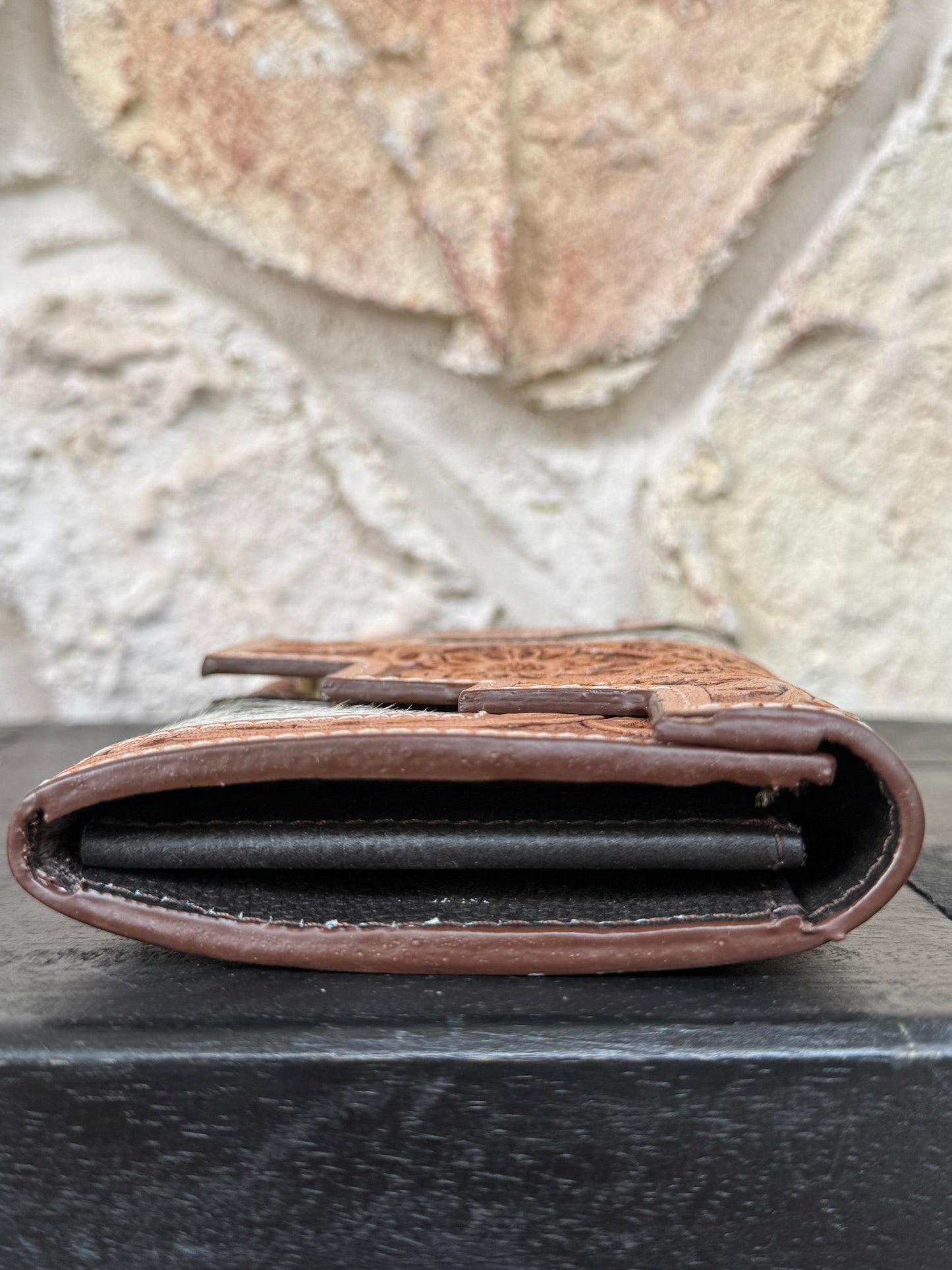 Two Step – Golden Hour : Tooled Leather and Cowhide Wallet