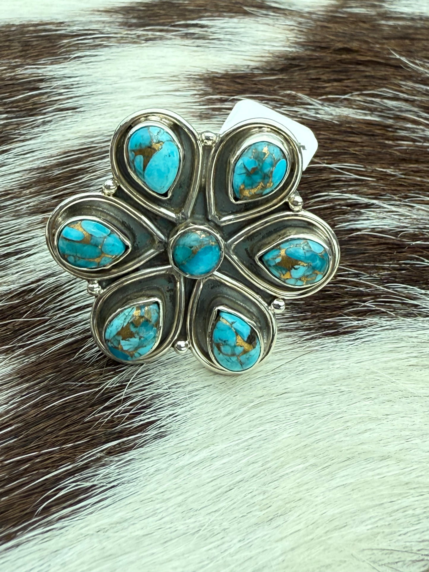 Desert Bloom: Sterling Silver & Turquoise Flower Statement Ring