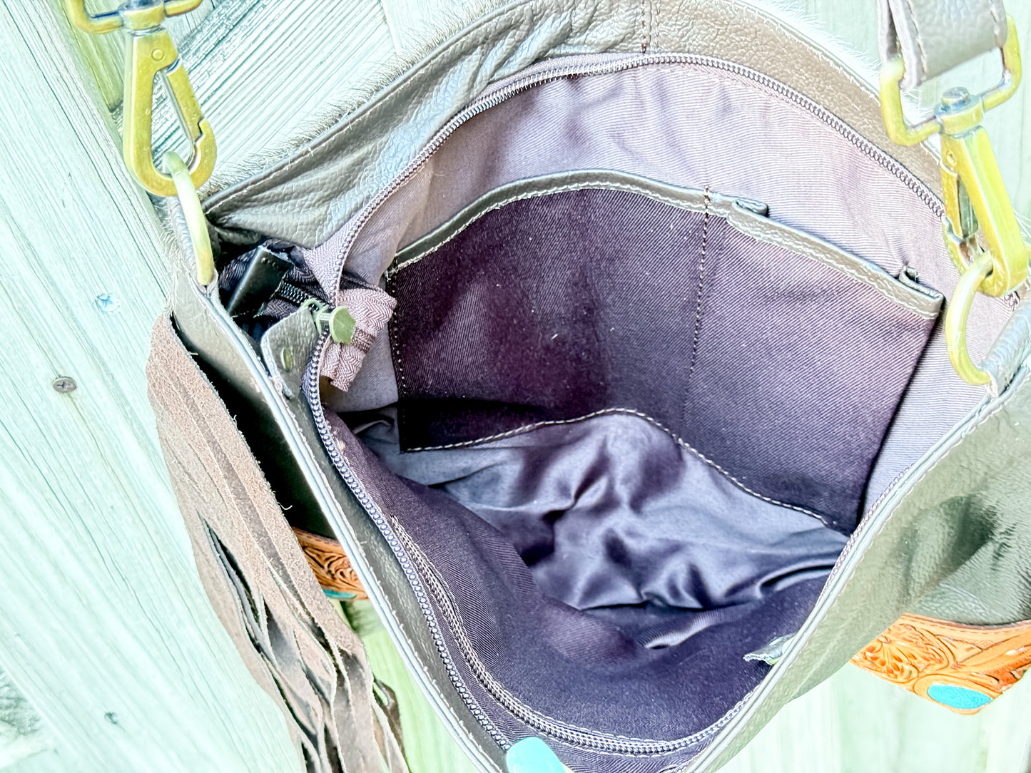 The Concho Carryall: Hair-On Cowhide & Tooled Leather Crossbody Purse