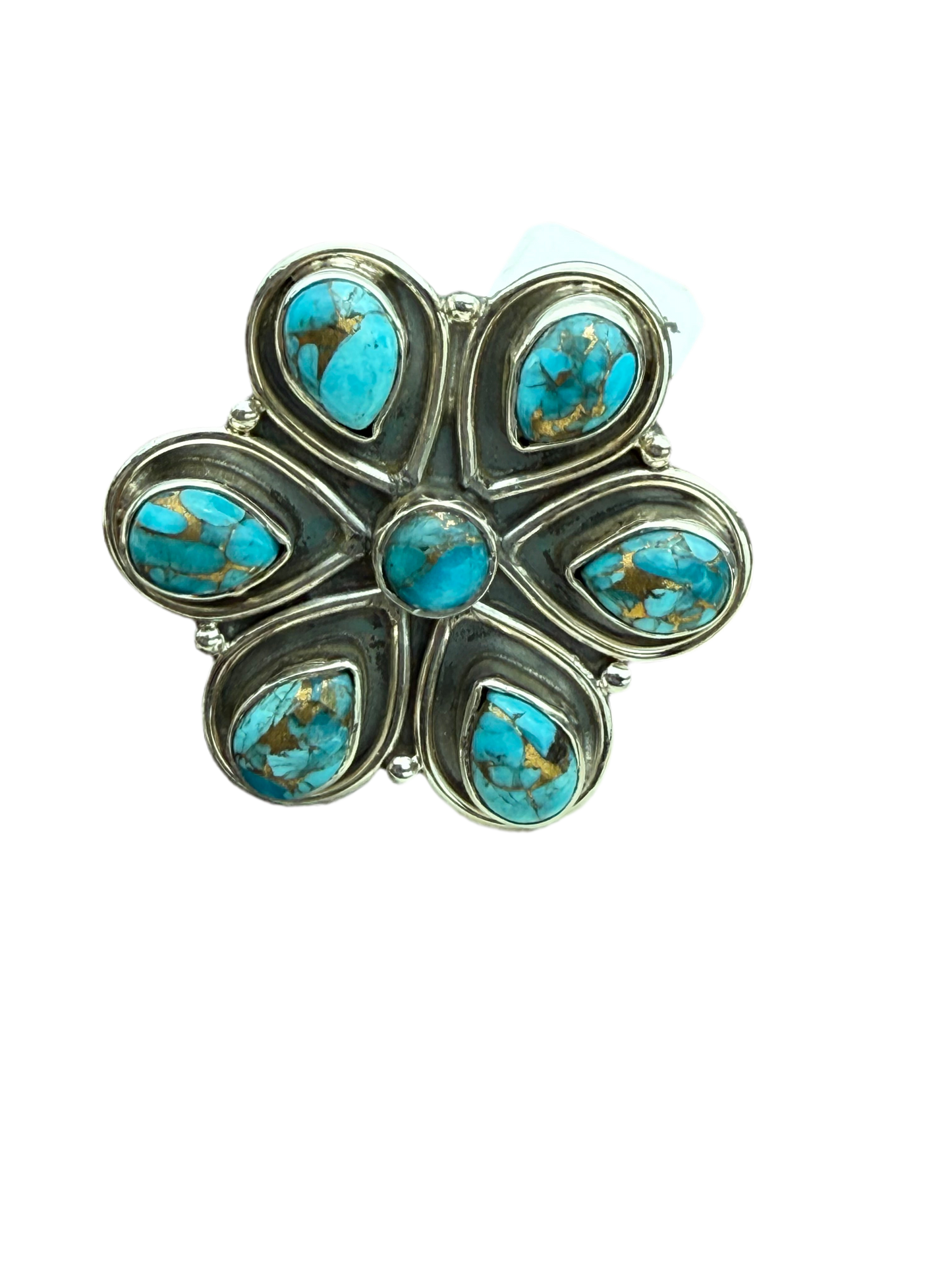 Desert Bloom: Sterling Silver & Turquoise Flower Statement Ring