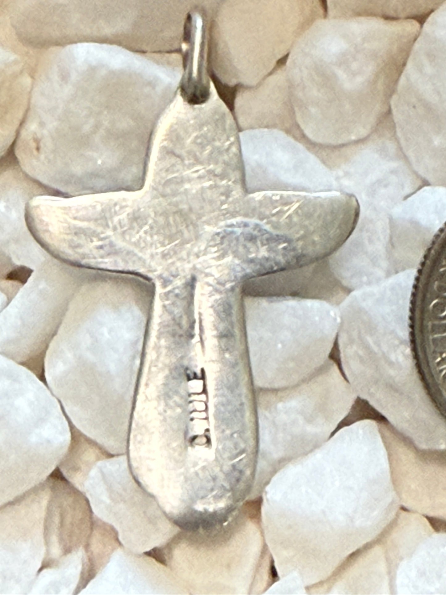 Native American Zuni handmade signed Sterling Silver & Turquoise Cross Pendant
