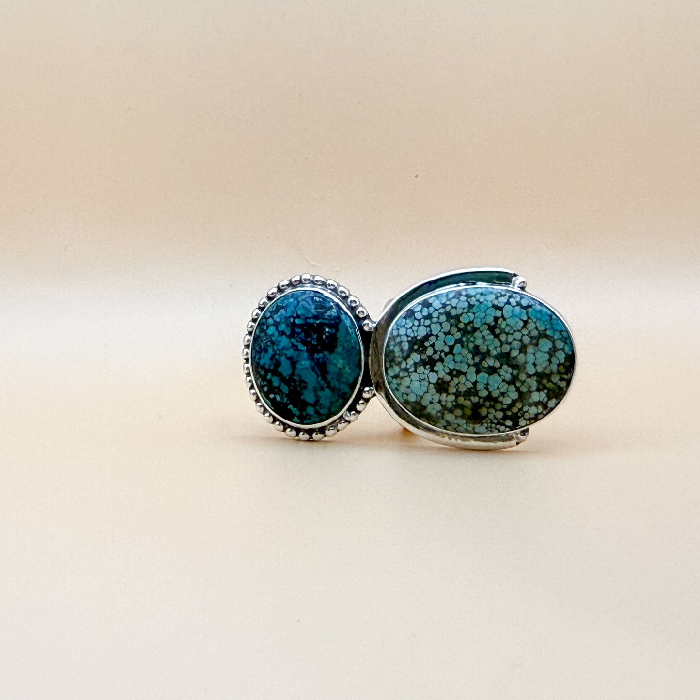 Southwestern Designer Turquoise & Sterling 925 Adjustable Ring