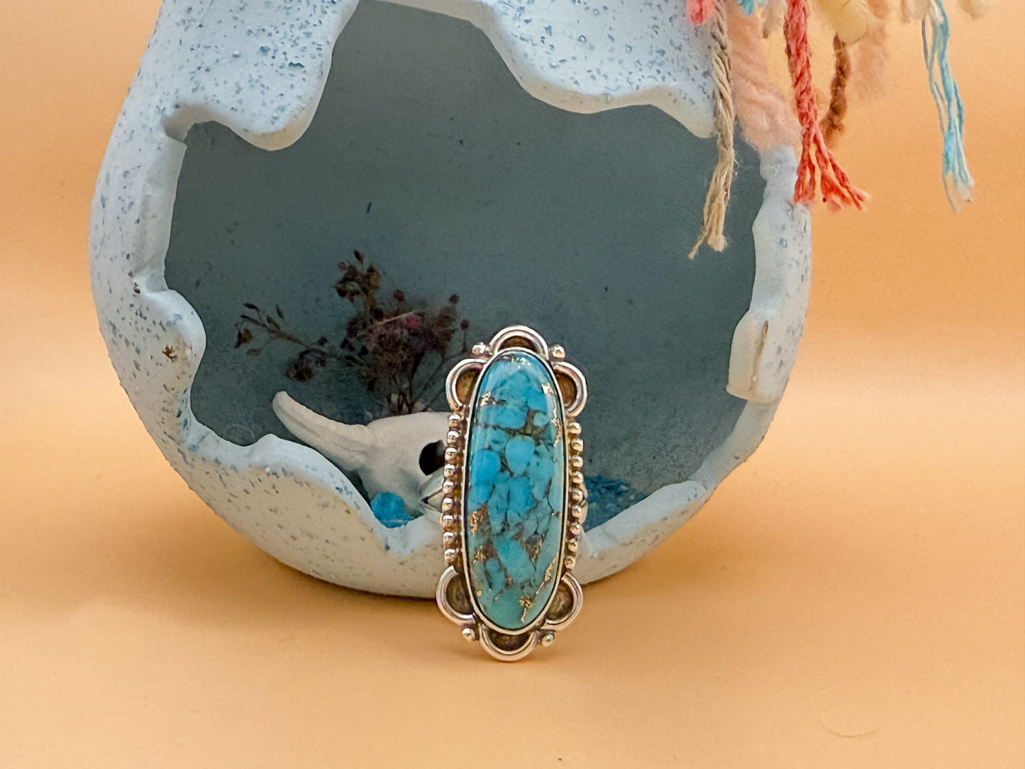 Copper Turquoise SW Style Ring - size 7