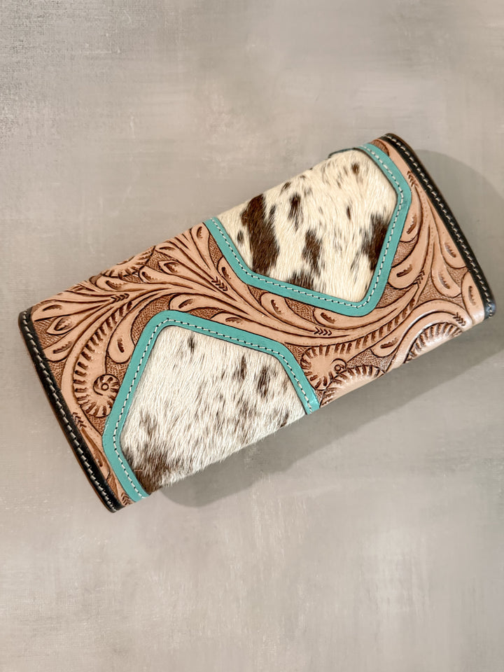 Two Step - Blue Mesa : Tooled Leather and Cowhide Wallet