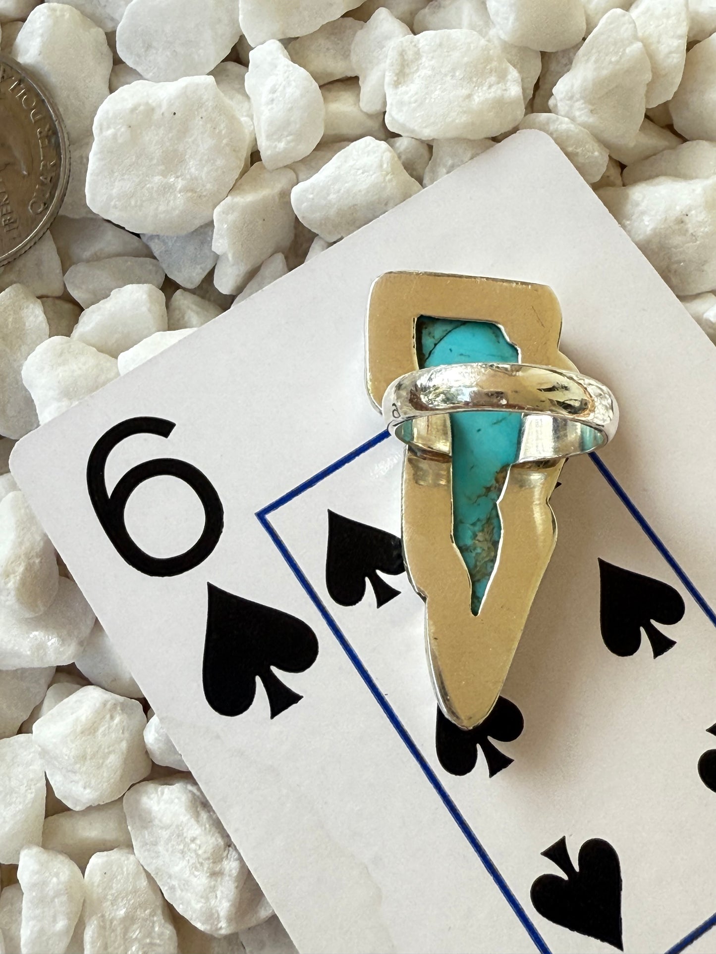 Thunderstruck - Sterling Turquoise Lightening Bolt Ring - Size 6