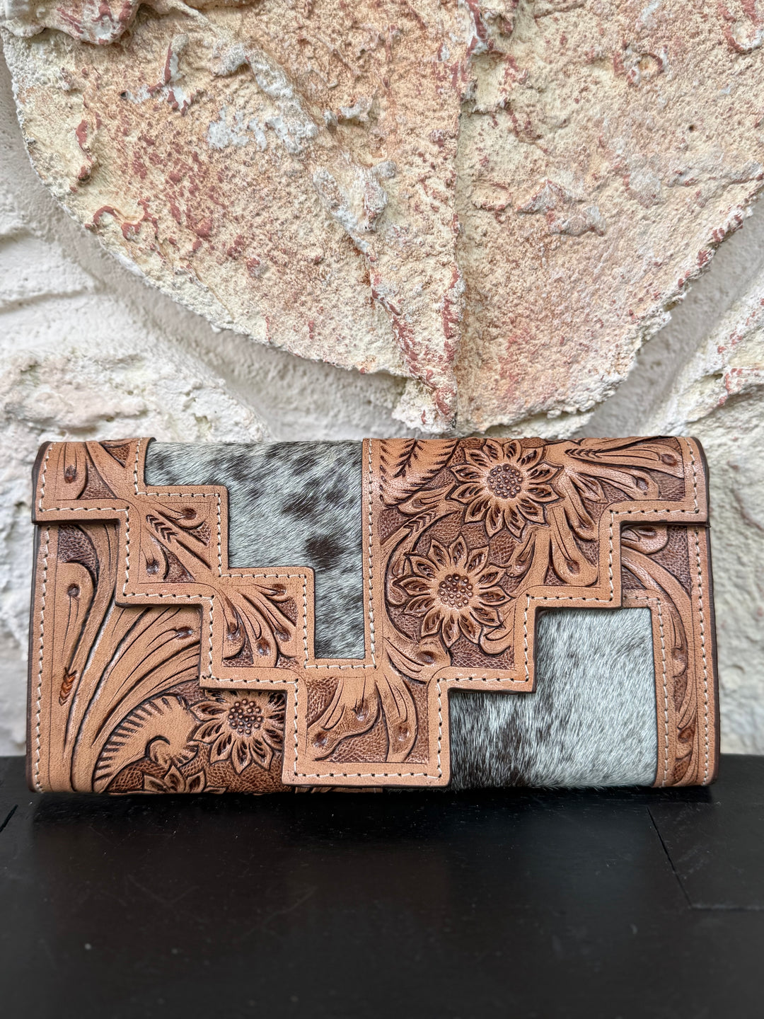 Two Step – Golden Hour : Tooled Leather and Cowhide Wallet