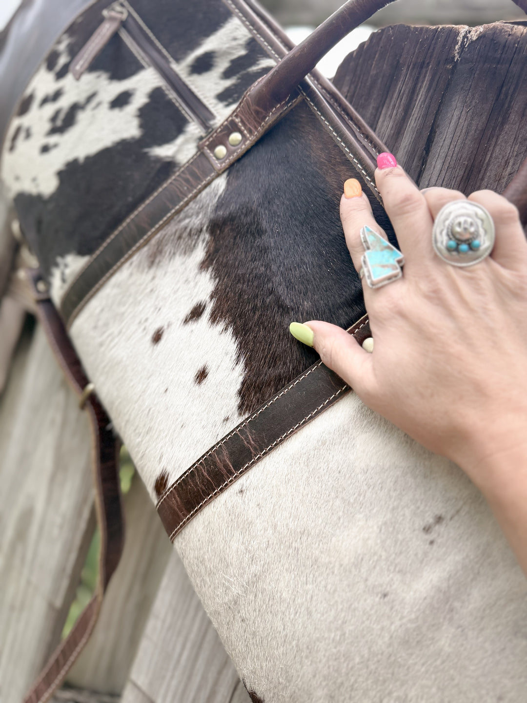Shotgun Rider | Custom Hair on Cowhide and Dark Brown Leather Padded Protective Western Rifle Case with Strap and Handles