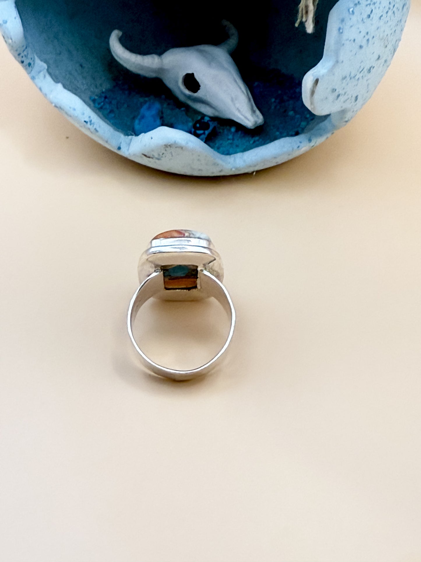 Spiny Oyster Turquoise 925 Sterling Ring - Size 6.5
