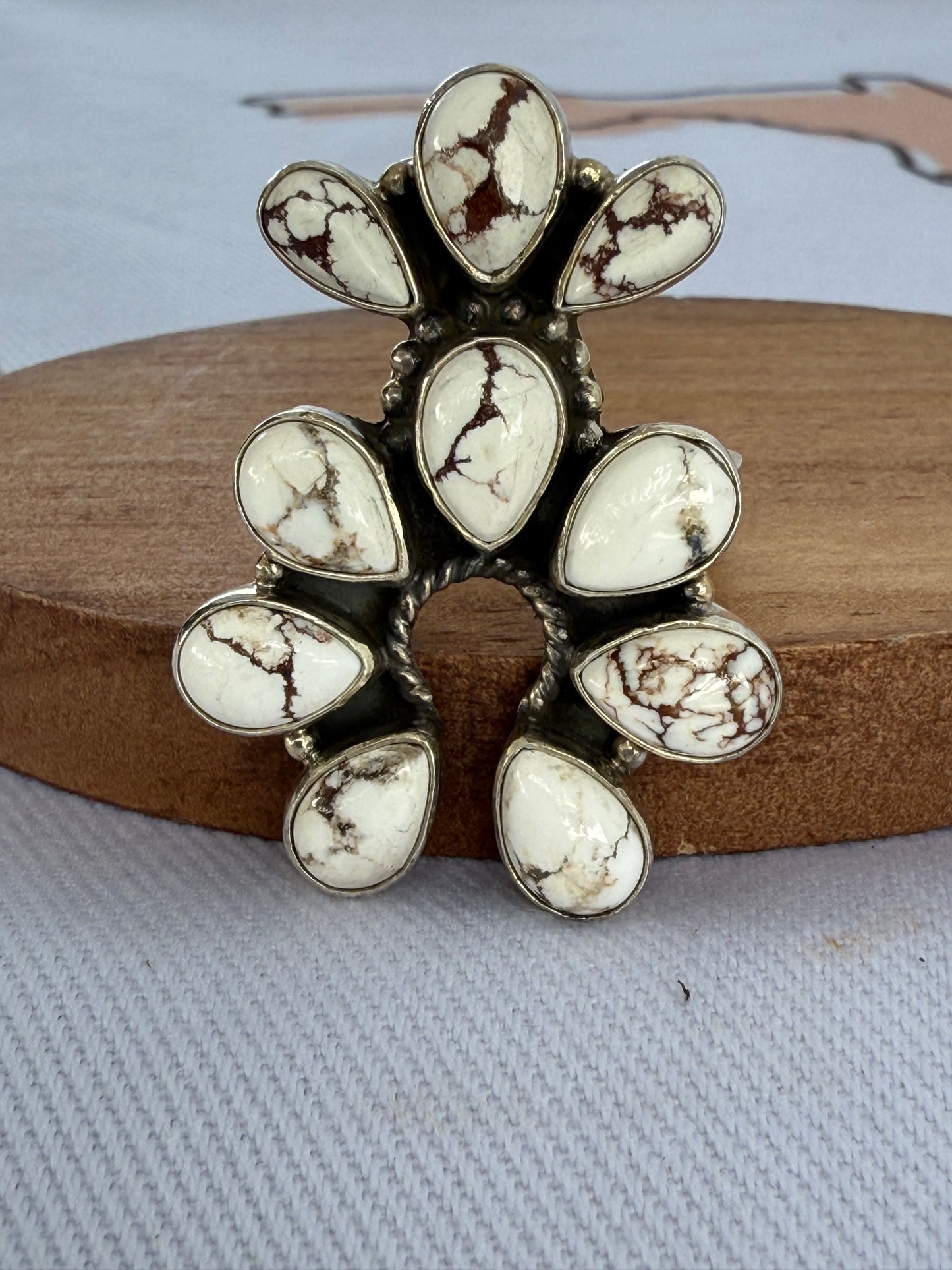 Wild horse and sterling silver adjustable Southwestern Design Ring