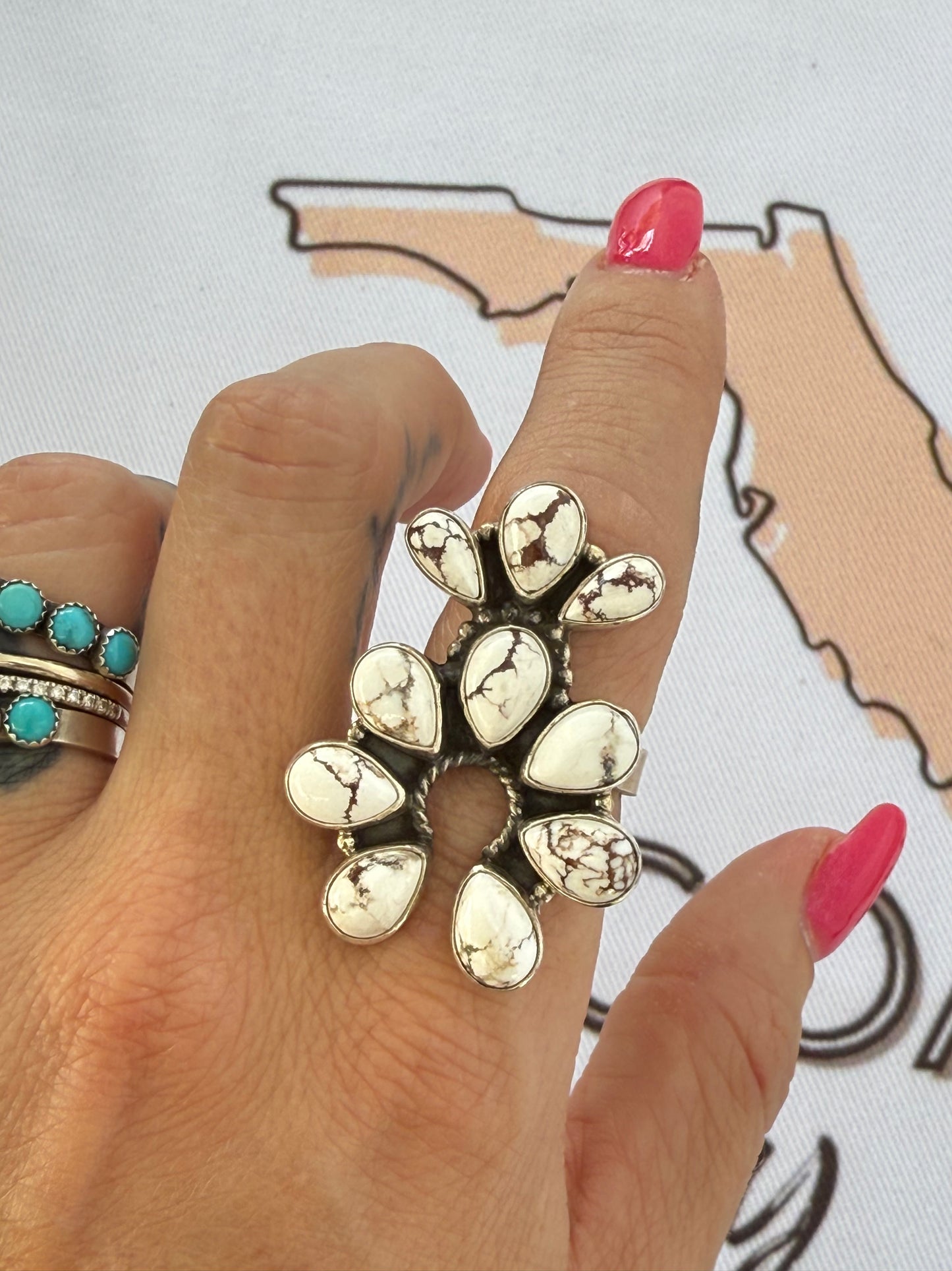 Wild horse and sterling silver adjustable Southwestern Design Ring