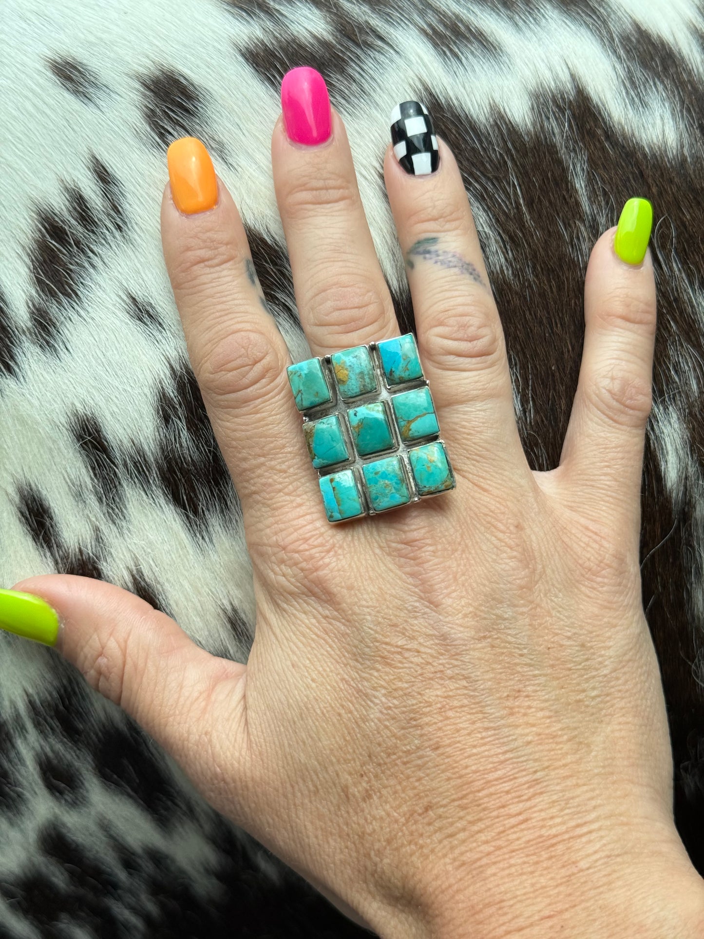 Cloud 9: Southwestern Sterling Silver and Turquoise Adjustable Statement Ring