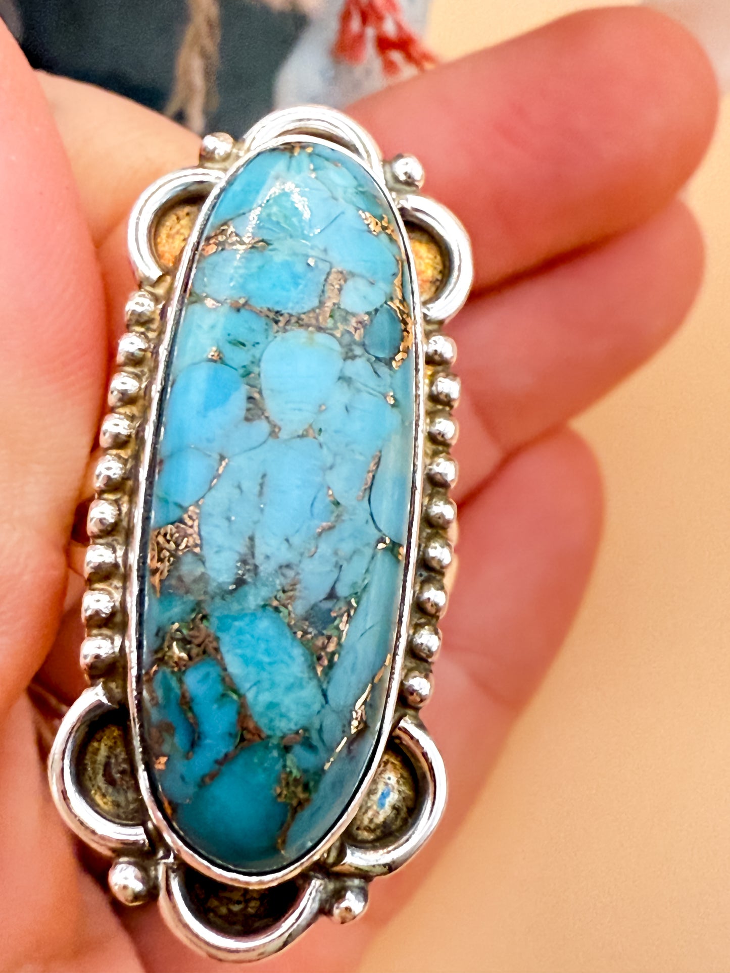 Copper Turquoise SW Style Ring - size 7