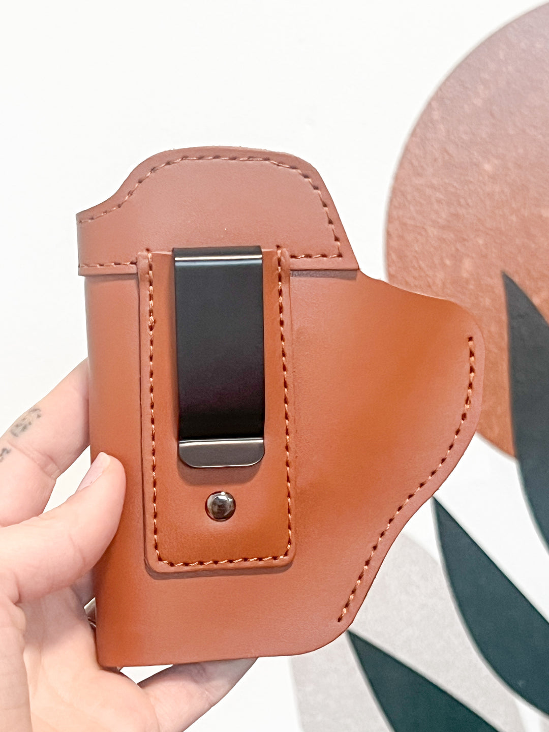 Custom left handed leather gun holster