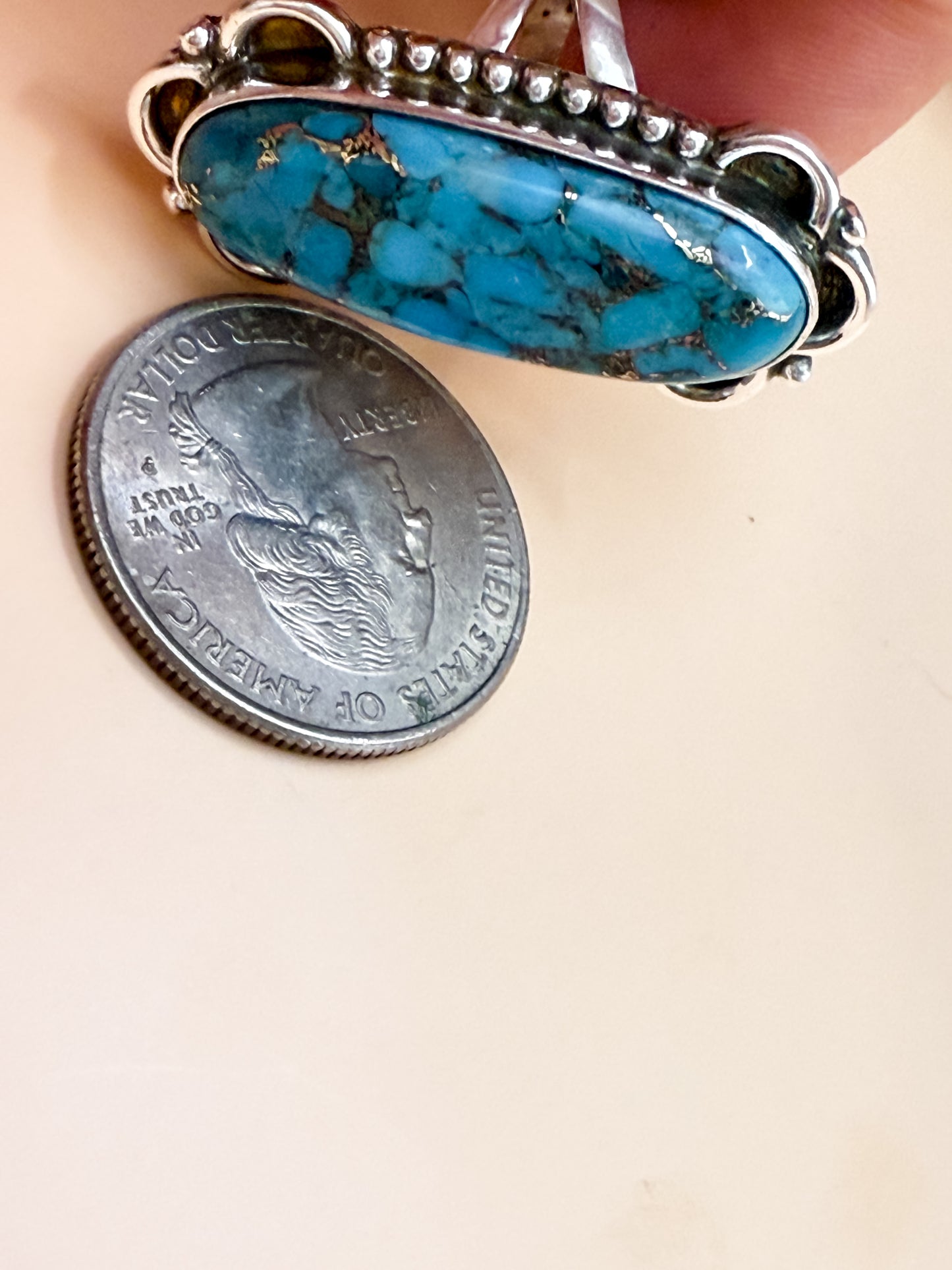 Copper Turquoise SW Style Ring - size 7