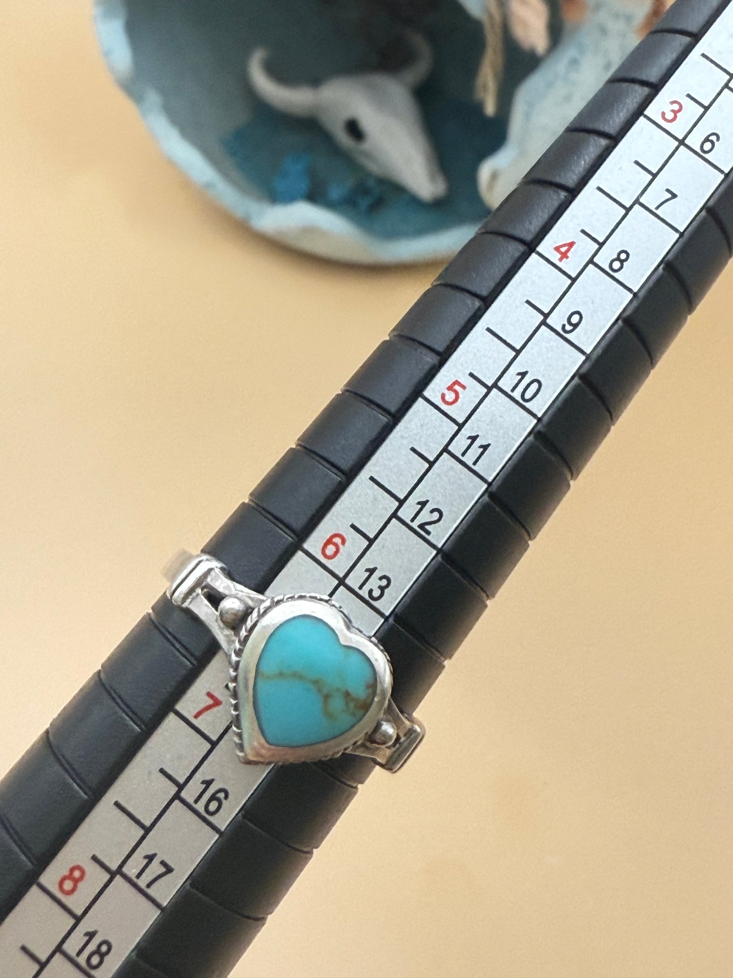 Handpicked Estate Find- 925 & Turquoise Heart Ring - sz 6.5