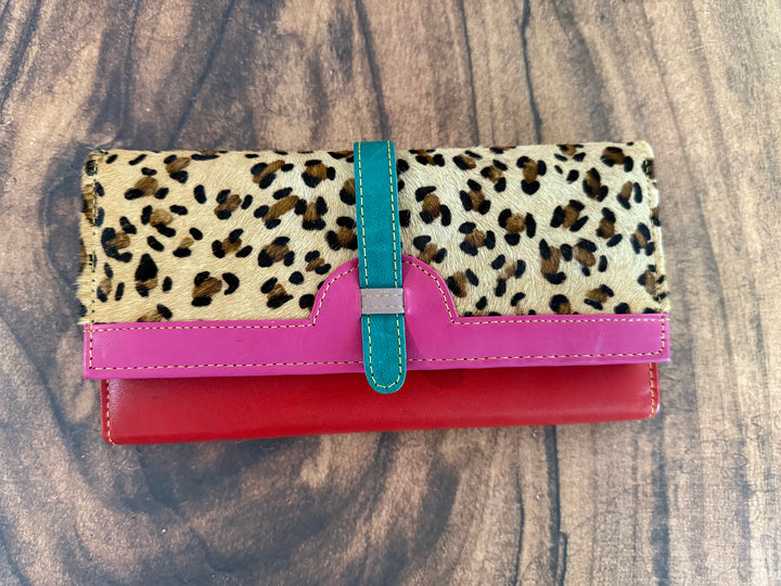 Palm Beach Rodeo ‘After Dark’ : Hide with Cheetah Painted Design and Colorful Recycled Leather Wallets