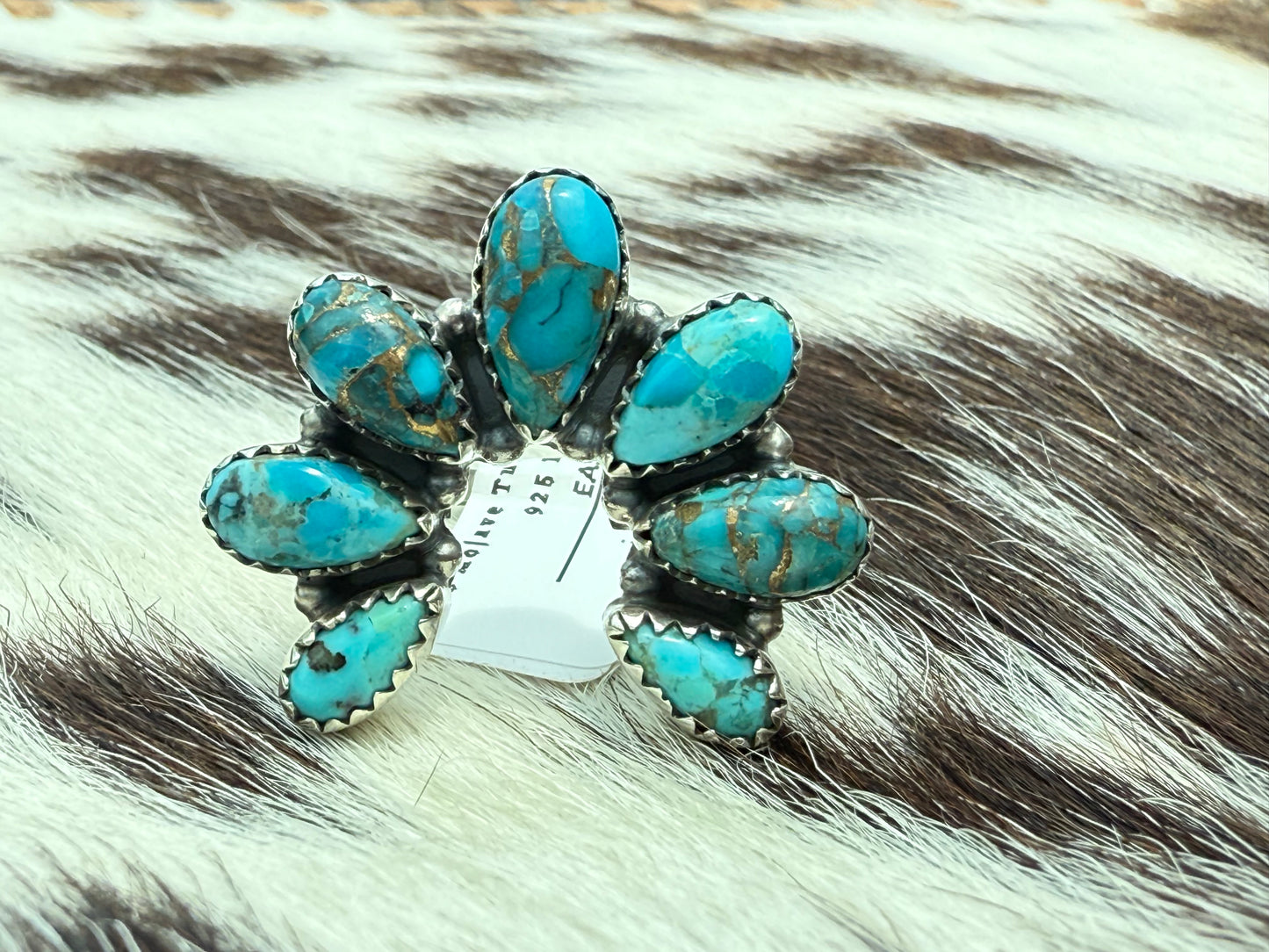 Southwestern Squash : Sterling Silver & Mojave Turquoise Ring size 8