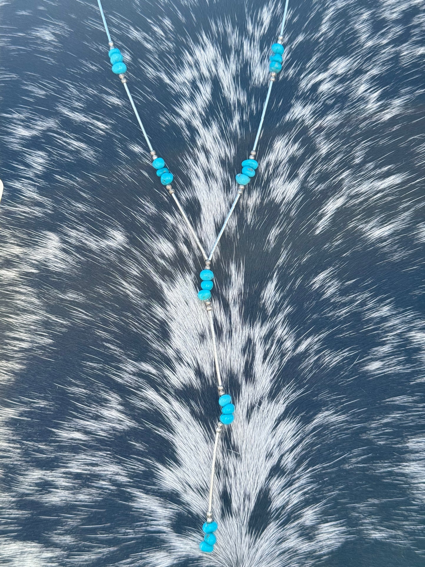 Kingman Turquoise Lariat Sterling Silver Necklace