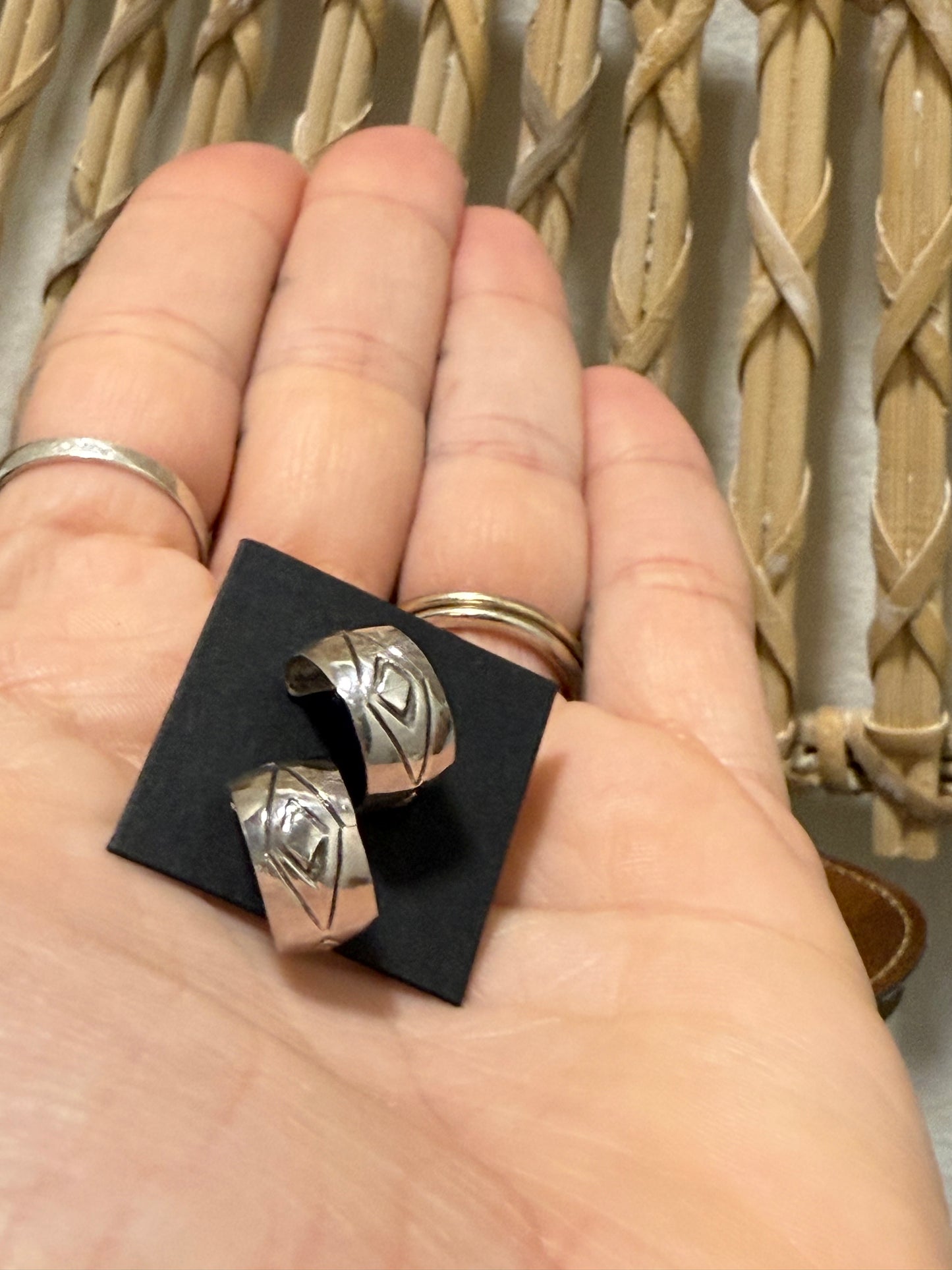 Dewyett Shirley NAVAJO handmade Sterling Silver Earrings