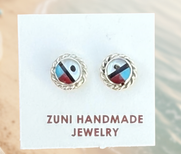 Zuni Handmade Sunface Earrings Devoria Bowakay