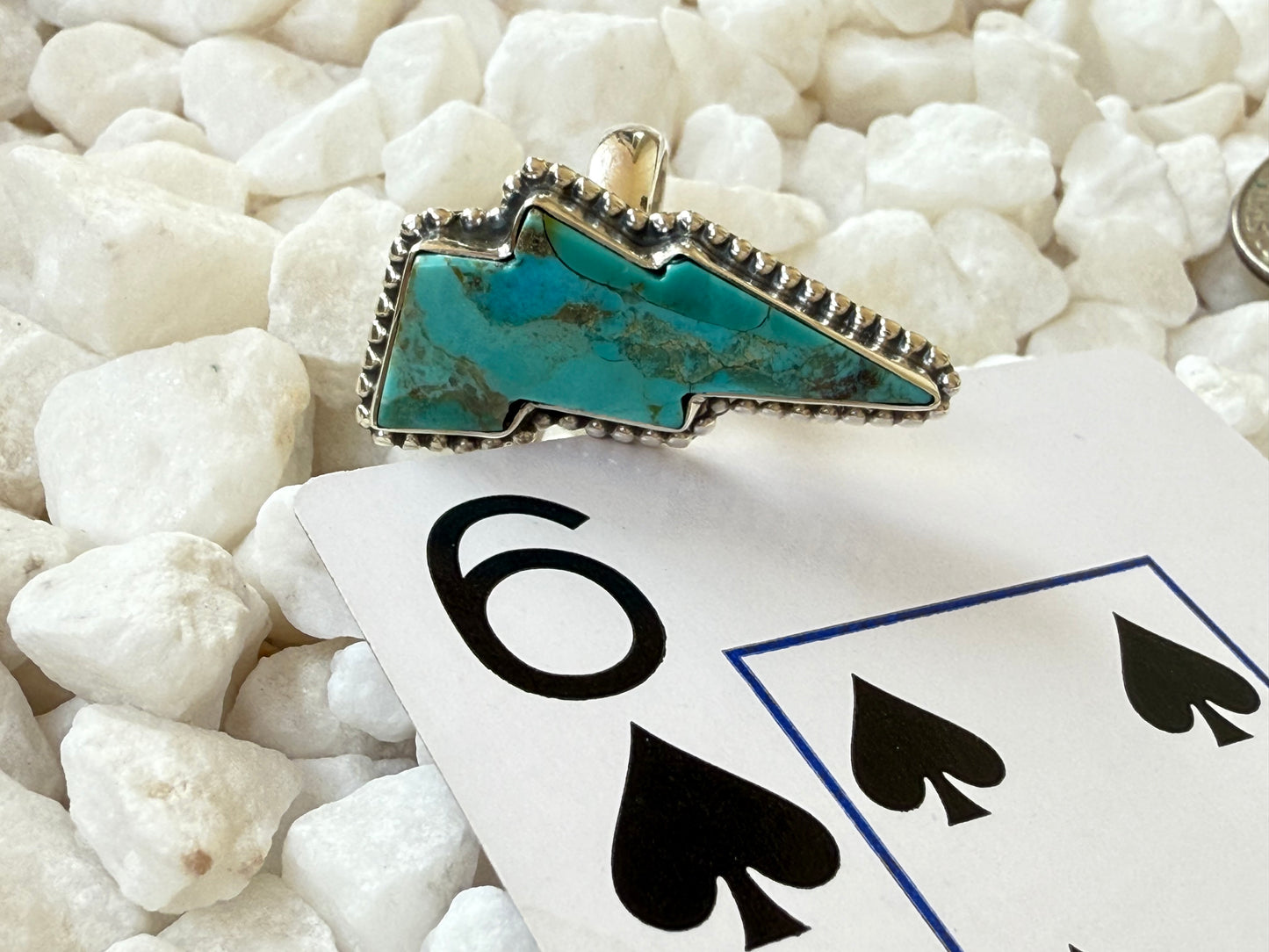 Thunderstruck - Sterling Turquoise Lightning Bolt Ring - Size 6