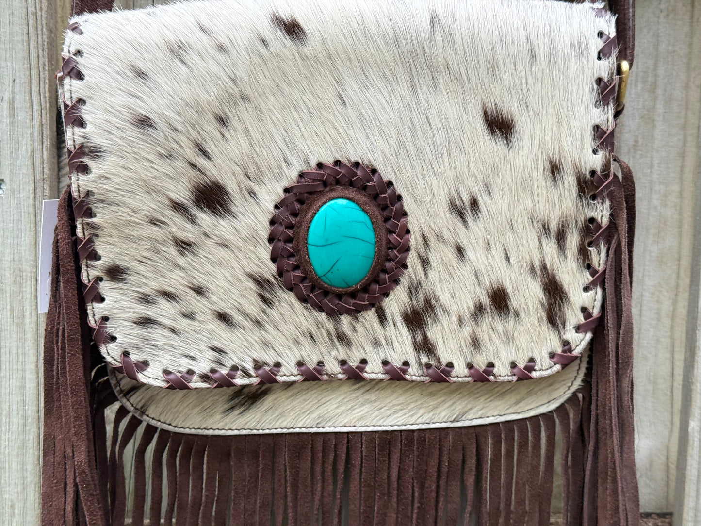 Southwestern Sunset : Suede and Cowhide Fringe Crossbody Purse