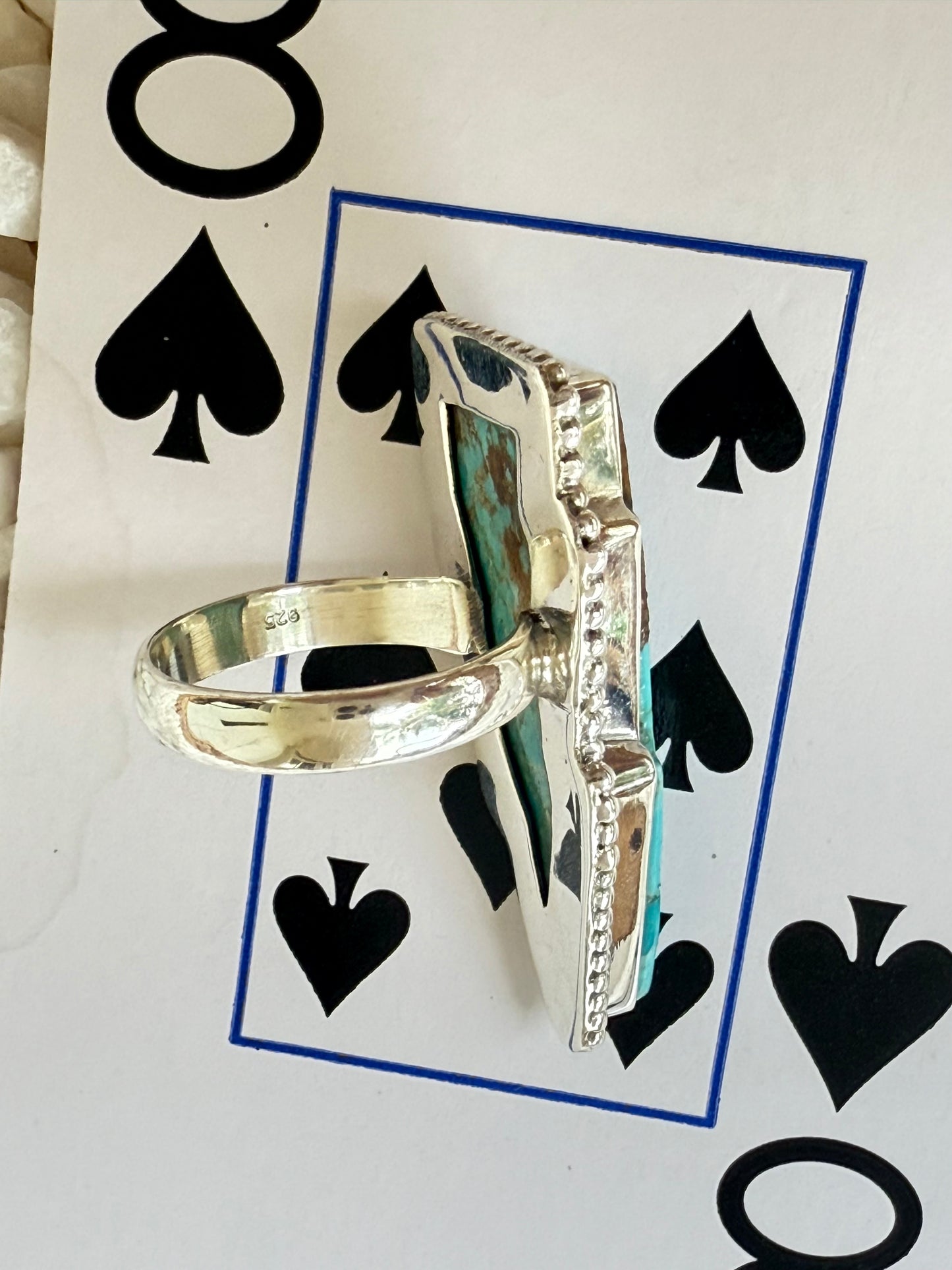Thunderstruck - Sterling Turquoise Lightning Bolt Ring Size 8