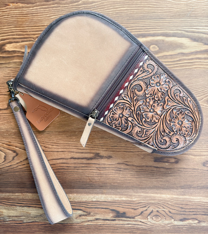 The Burnt Biscuit | 12” Tooled Leather Padded Gun Case