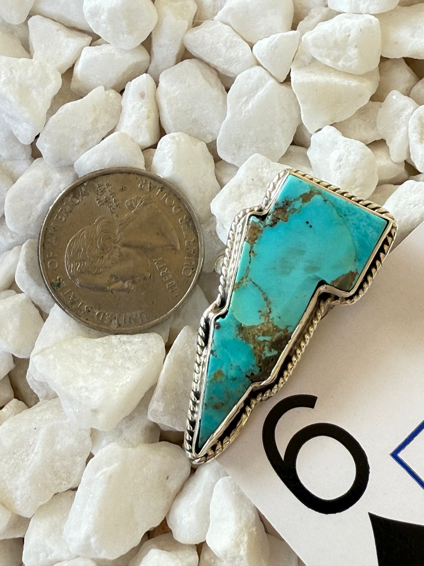Thunderstruck - Sterling Turquoise Lightening Bolt Ring - Size 6