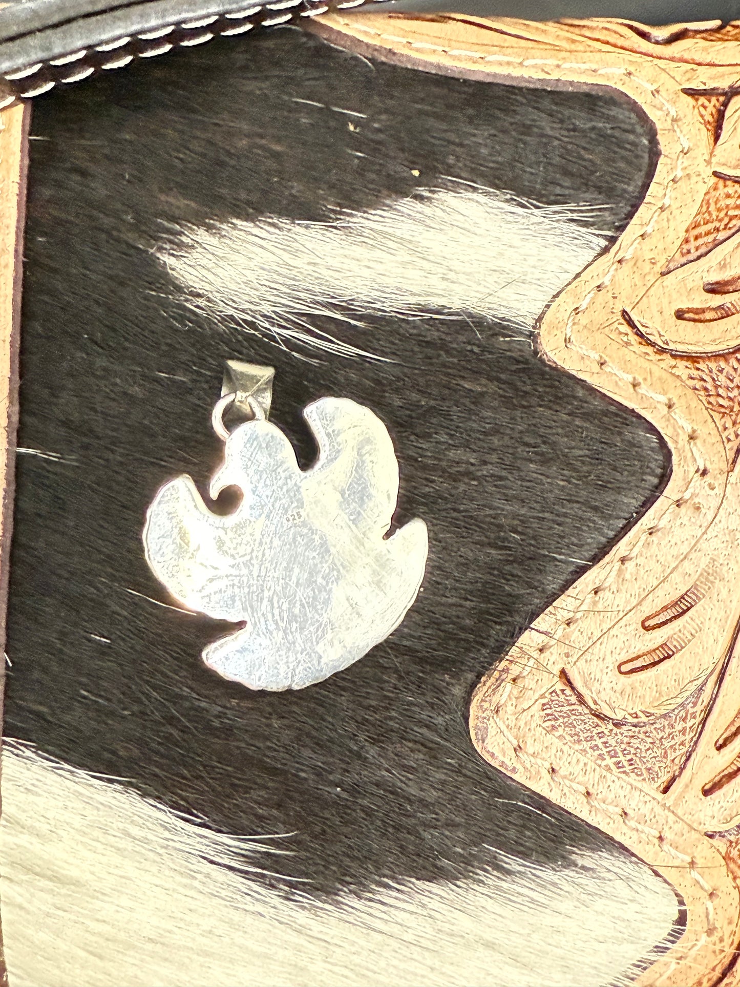 Thunderbird Spiny Oyster Cotton Candy Turquoise & Sterling Silver Southwestern Designer Pendant
