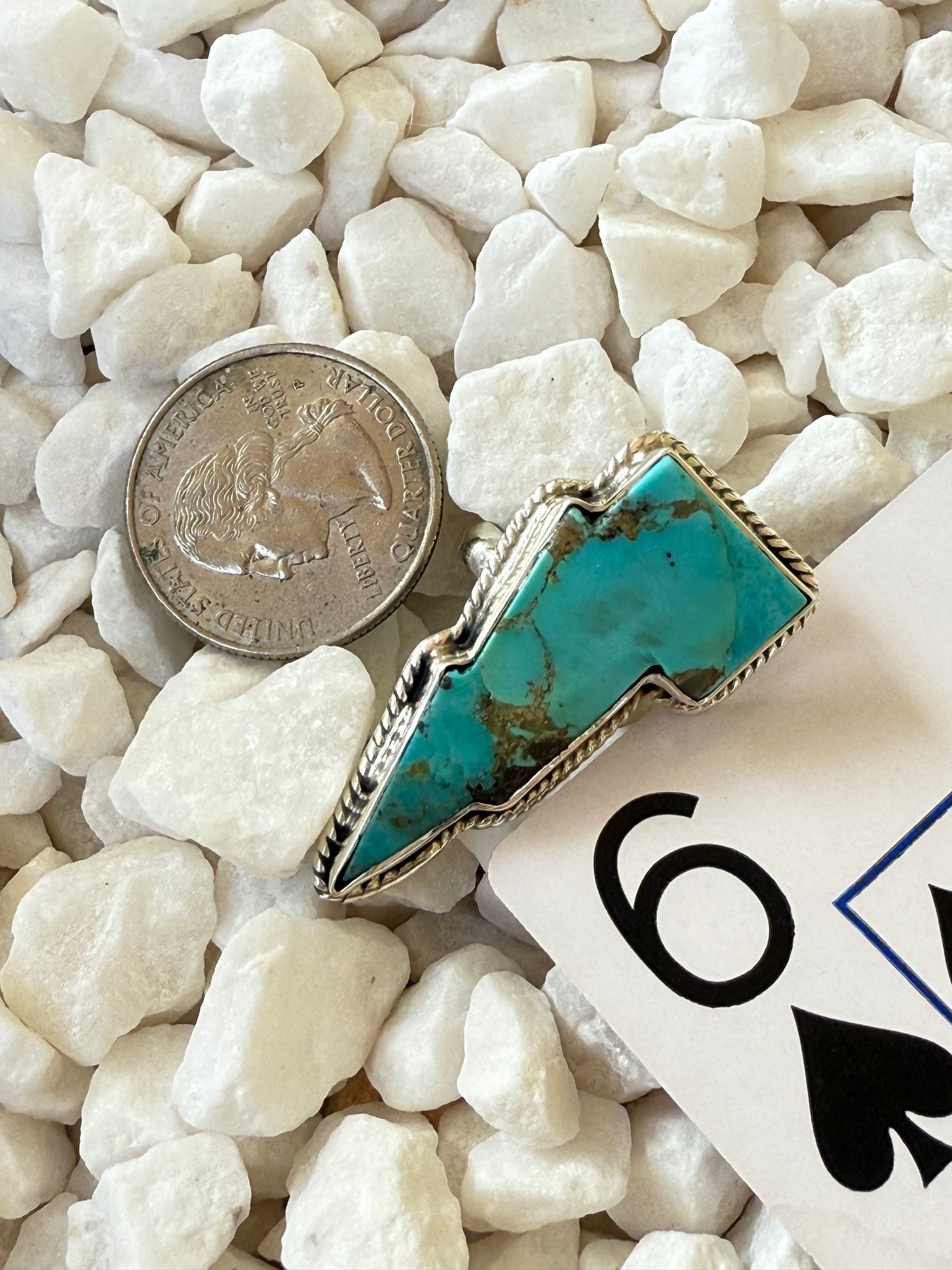 Thunderstruck - Sterling Turquoise Lightening Bolt Ring - Size 6