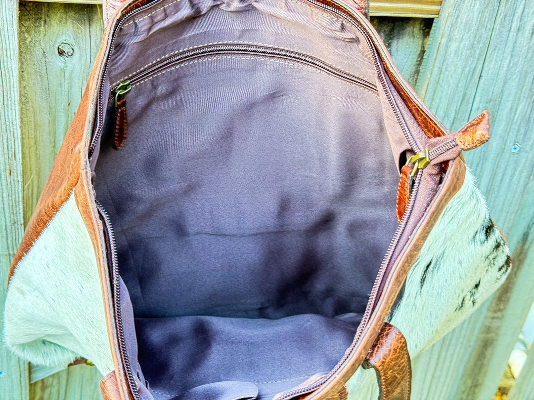 The Trailmate | Cowhide & Tooled Leather Travel Tote