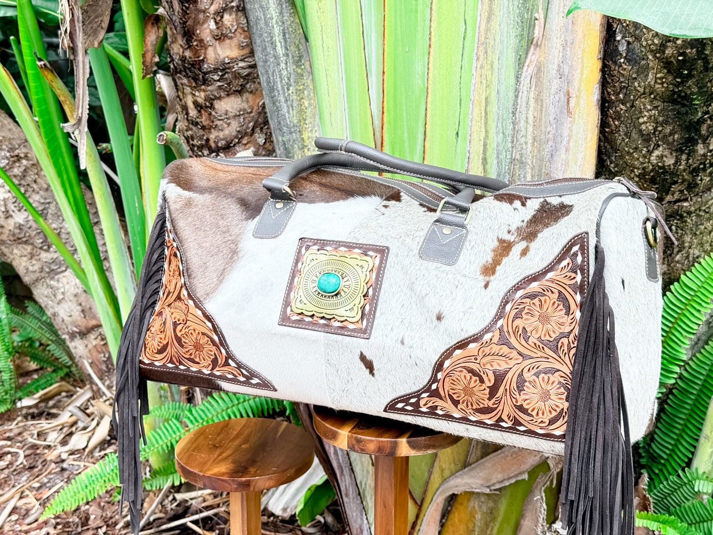Terminal to Trail : Saddle Dust Brown Leather & Cowhide Duffel Bag