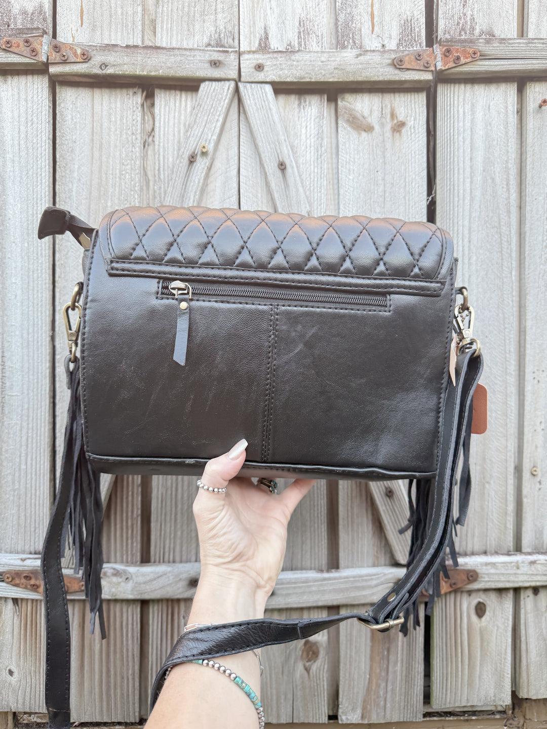 Noir Belle | Quilted and Tooled Leather Western Chic Crossbody Purse