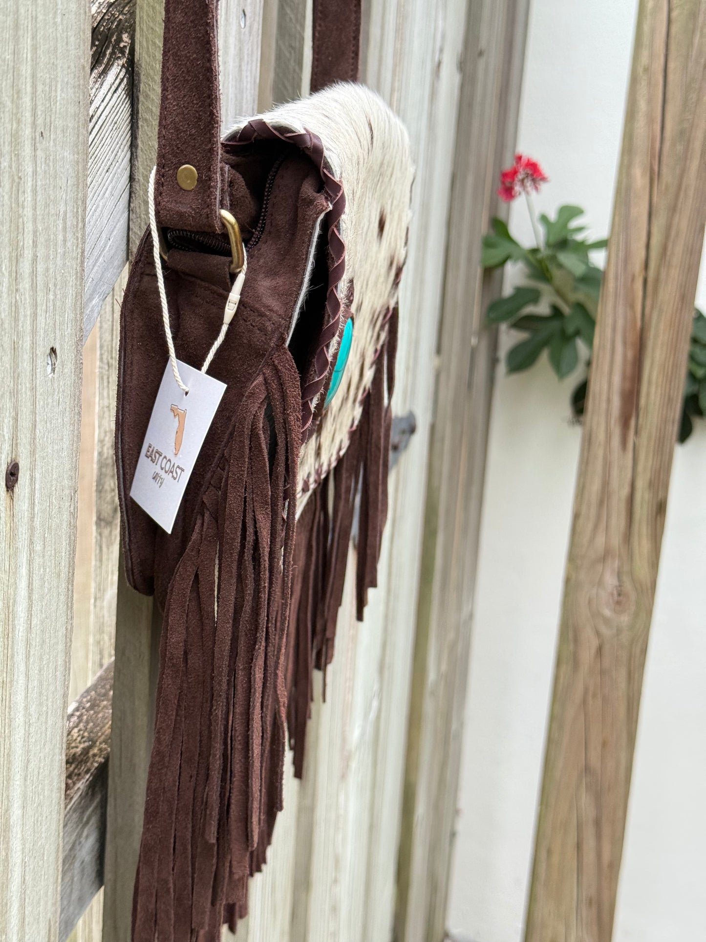 Southwestern Sunset : Suede and Cowhide Fringe Crossbody Purse