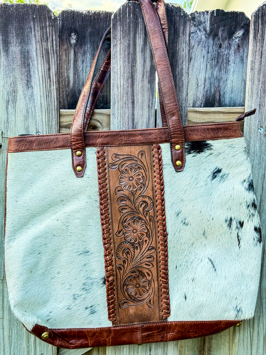 The Trailmate | Cowhide & Tooled Leather Travel Tote