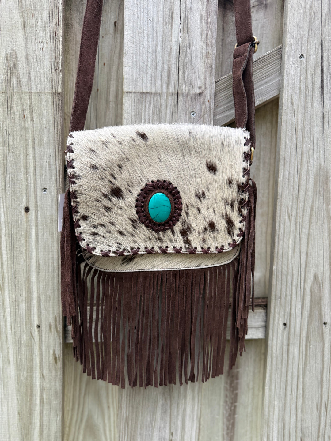 Southwestern Sunset | Suede and Cowhide Fringe Crossbody Purse