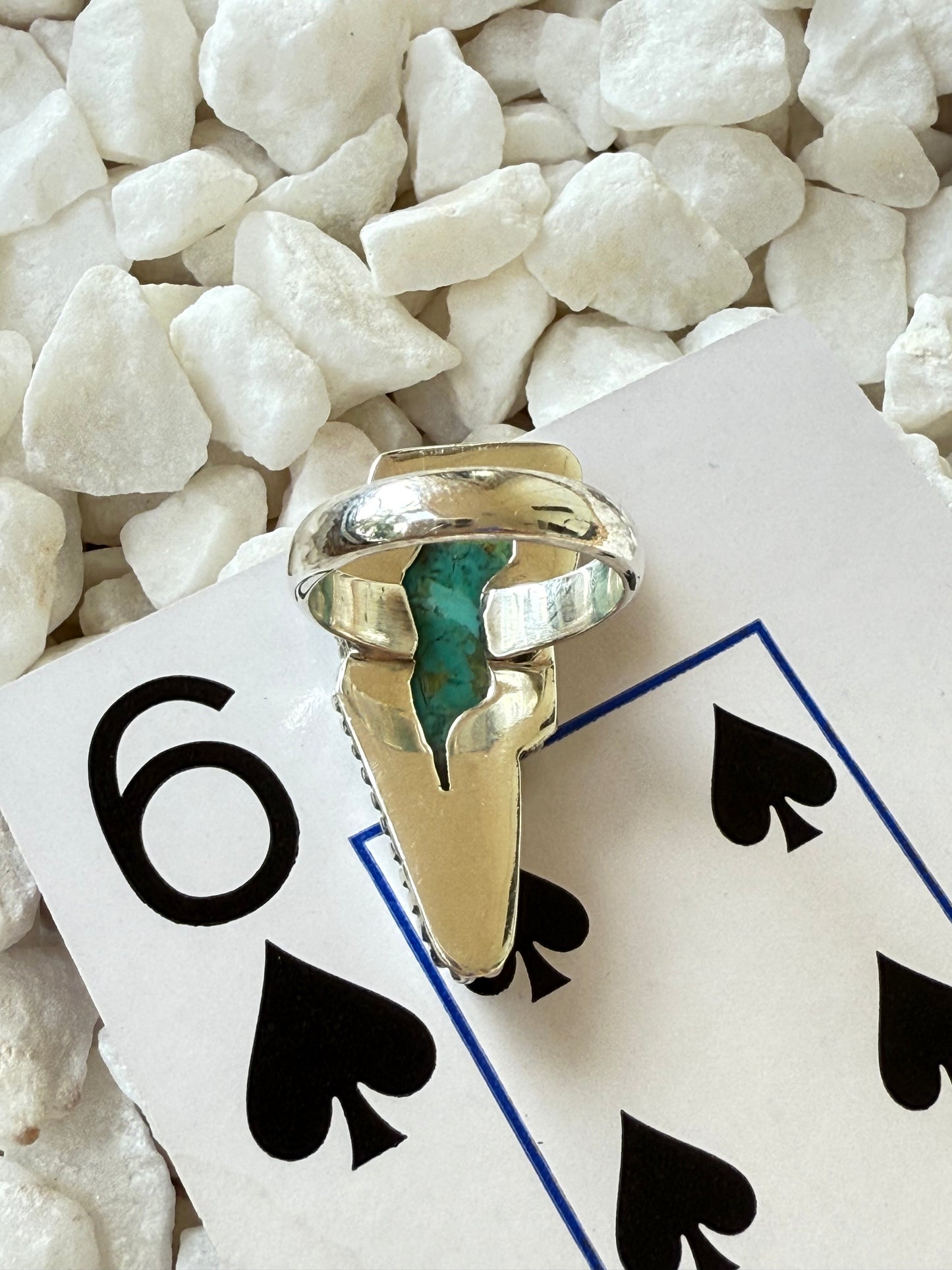 Thunderstruck - Sterling Turquoise Lightning Bolt Ring - Size 6
