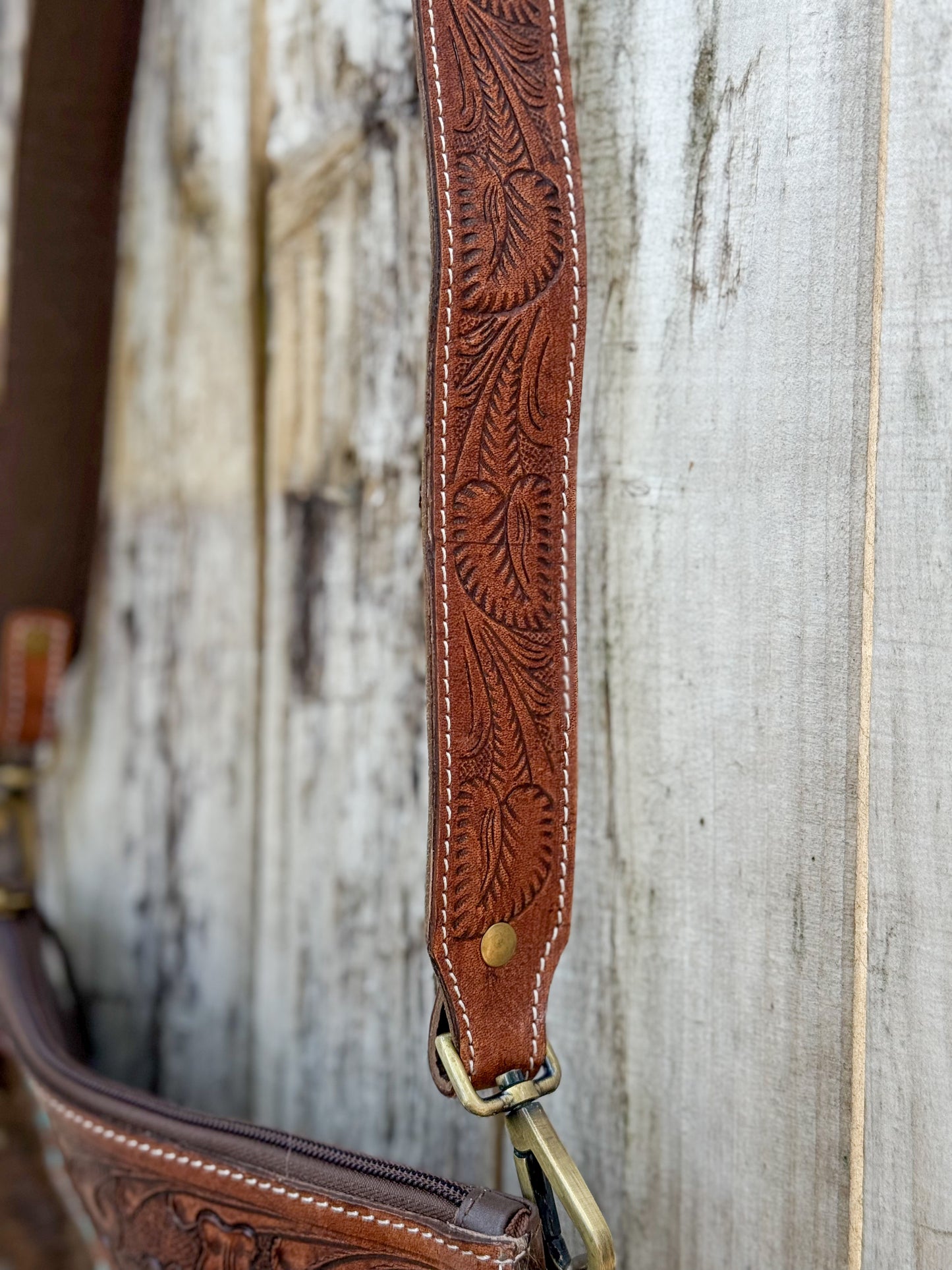 Southwestern Chic - Cowhide, Tooled Leather & Fringe Crossbody