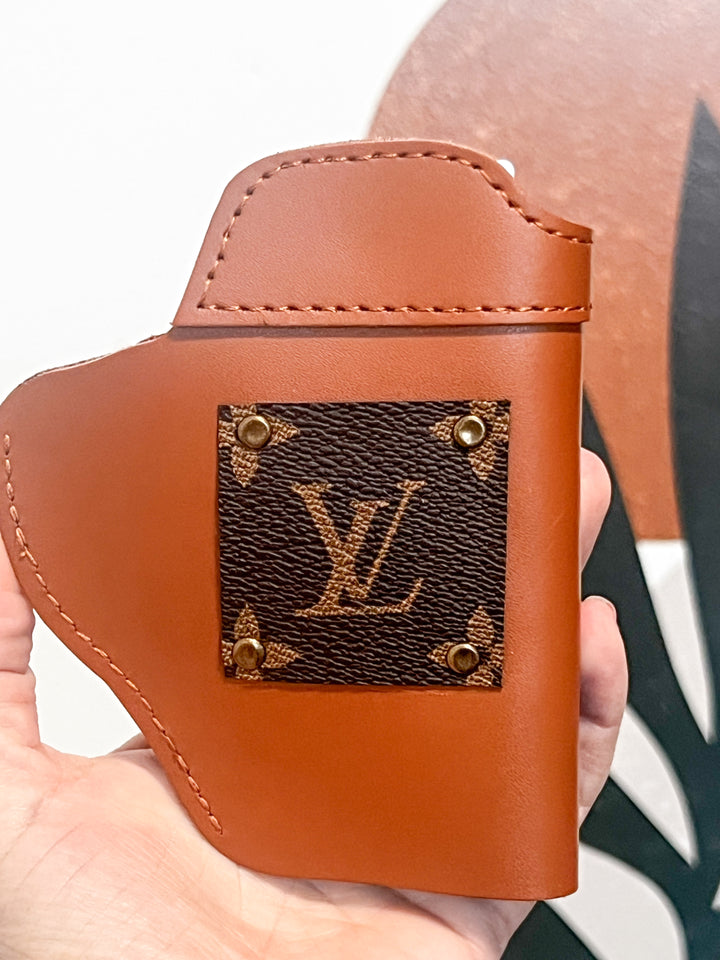 Custom left handed leather gun holster