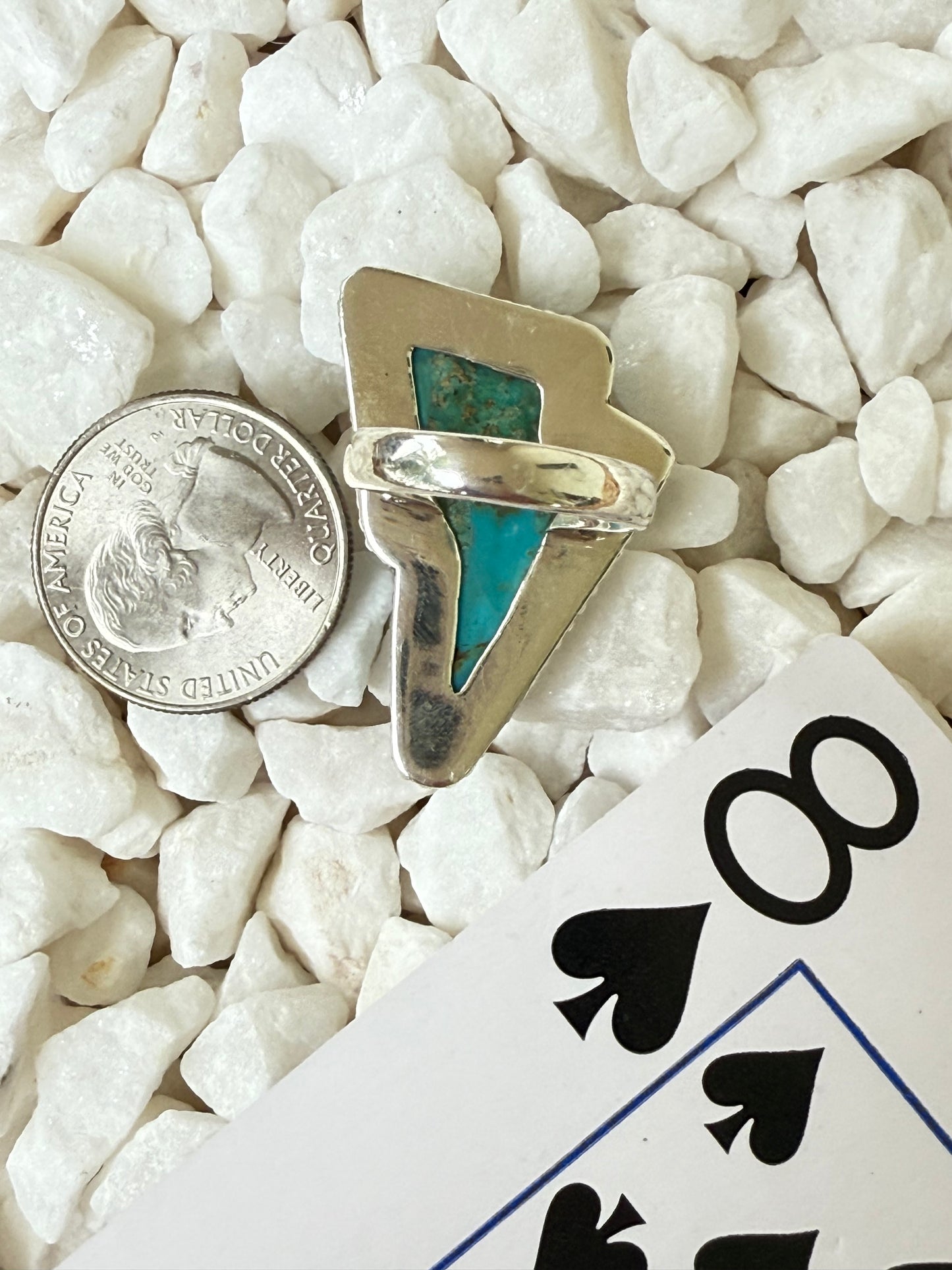 Thunderstruck – Sterling Turquoise Lightning Bolt Ring Size 8