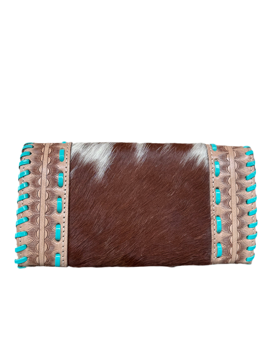 Turquosie Tangle : Tooled Leather Turquoise Stitched Cowhide Wallet