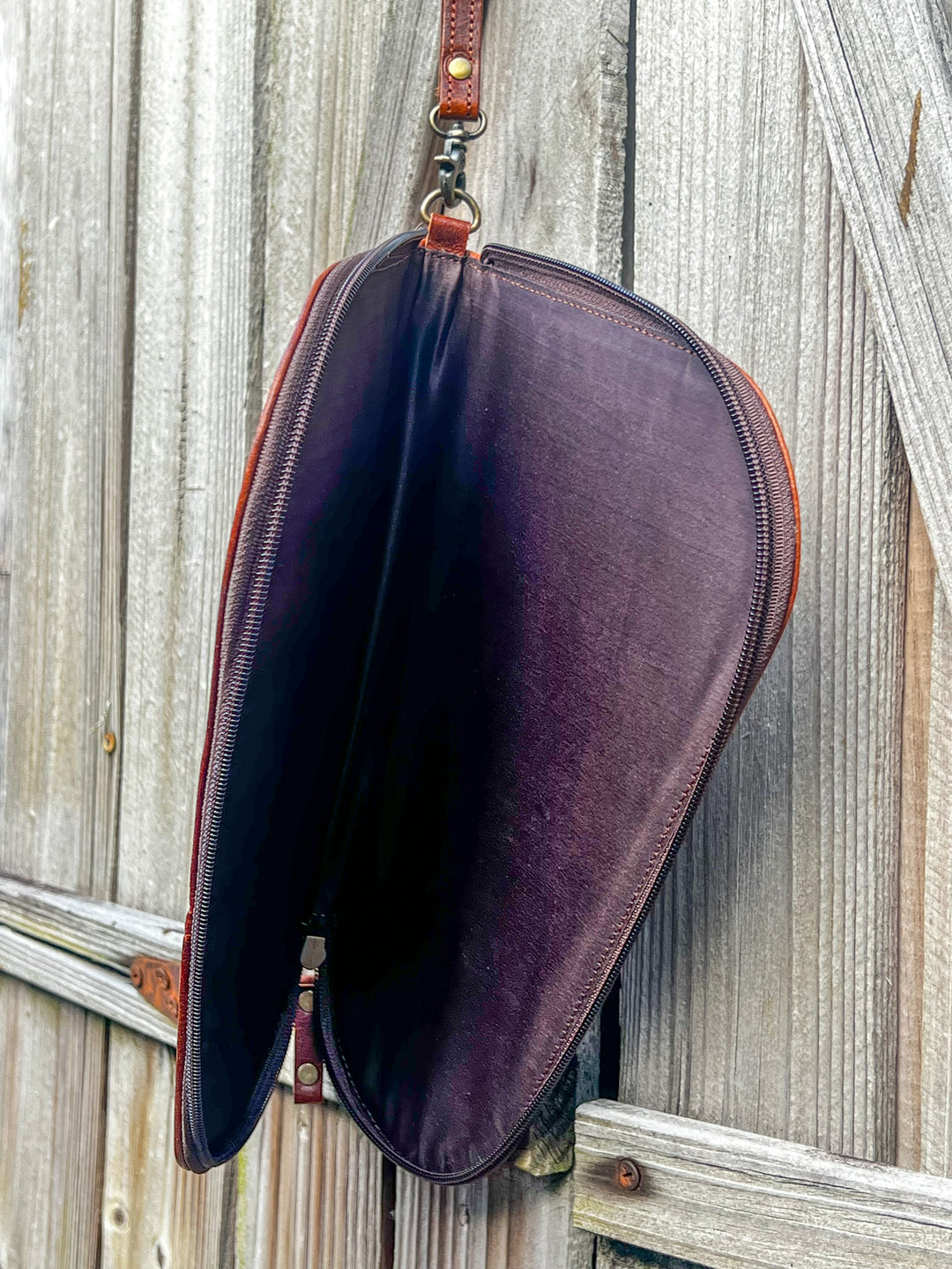 Trigger Warning | Tooled Leather and Cowhide Handgun Carry Case