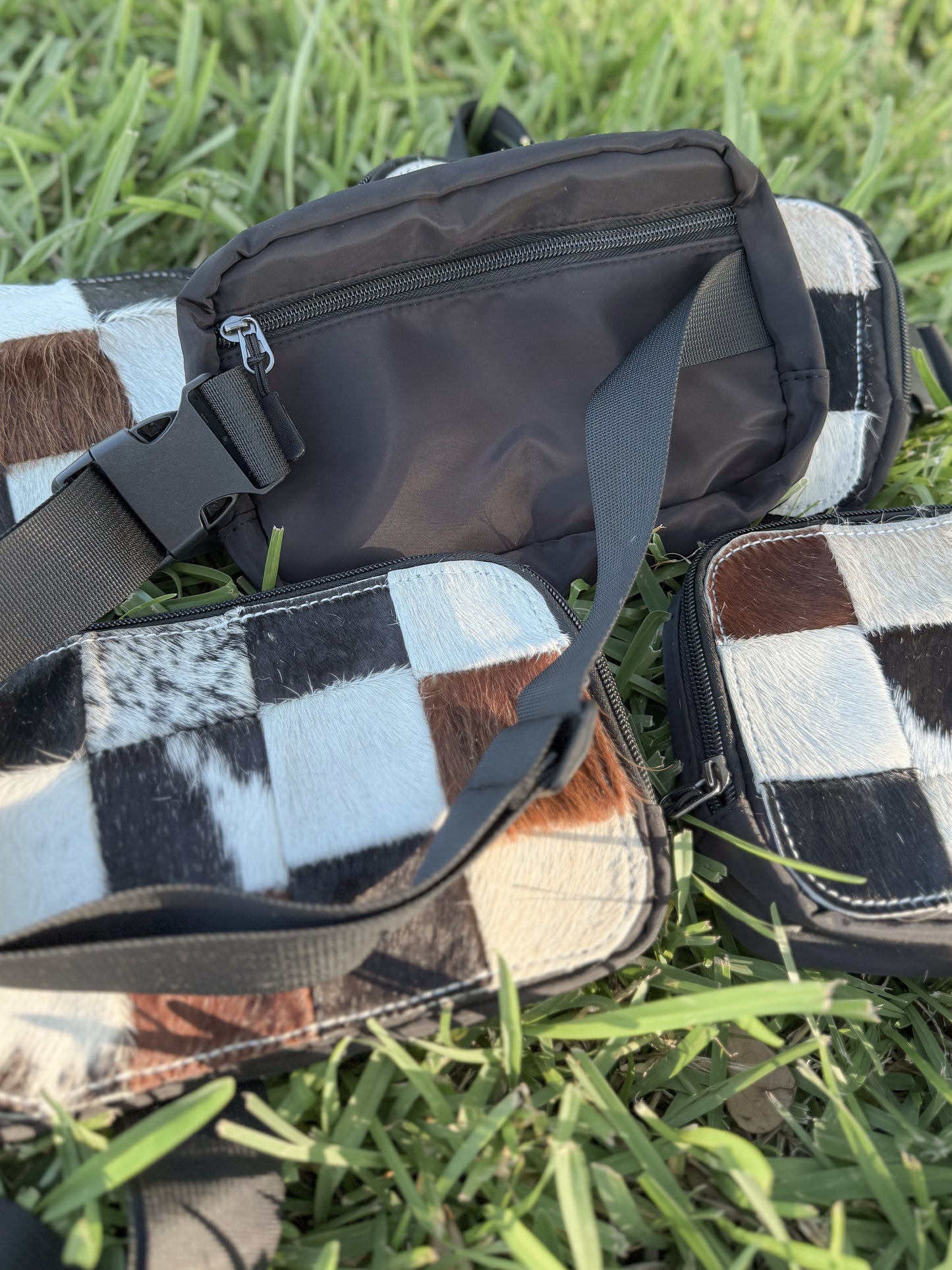 The ECC x Rockin’ A L Western Concealed Carry Chest Bag in Cowhide Check