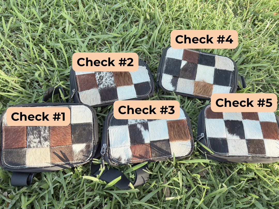 Western Concealed Carry Chest Bag in Cowhide Check | The ECC x Rockin’ A L