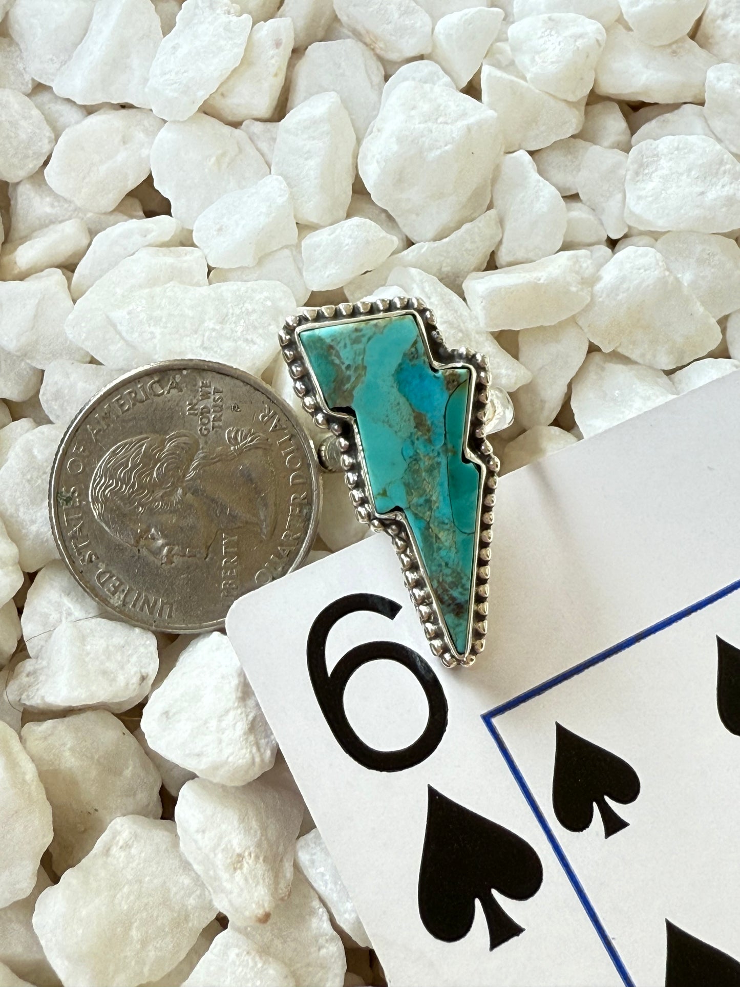 Thunderstruck - Sterling Turquoise Lightning Bolt Ring - Size 6